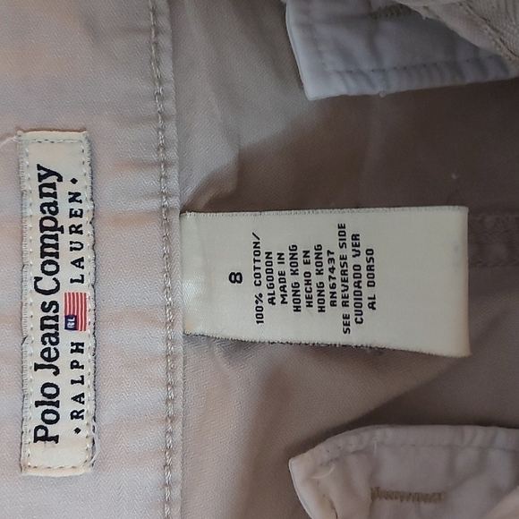 Vintage Polo Jeans Company Cargo Pants with Draw String Leg Beige Size 8 - Picture 9 of 10